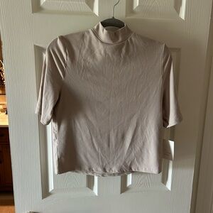 a new day Beige Mock Neck Short Sleeve Top